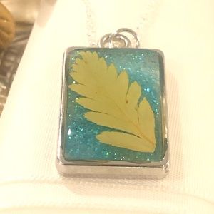 Mustard yellow leaf pendant